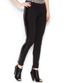 Kensie Faux-leather Panel Ponte Leggings