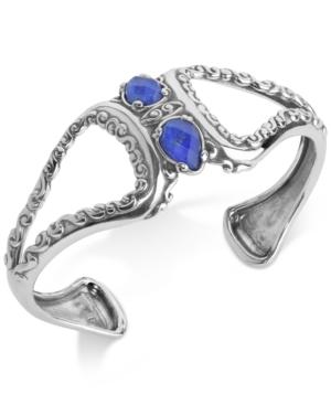 Carolyn Pollack Lapis Lazuli/rock Quartz Openwork Statement Cuff Bracelet (4-1/5 Ct. T.w.) In Sterling Silver