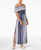 Bar Iii Striped Off-the-shoulder Maxi Dress, Only At Macy's