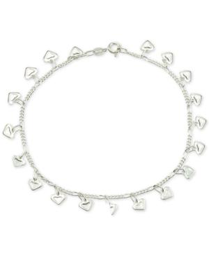 Giani Bernini Puff Heart Ankle Bracelet In Sterling Silver, Only At Macy's