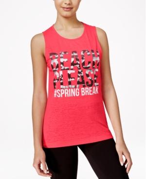 Material Girl Active Juniors' Cutout Graphic Tank Top, Only At Macy's