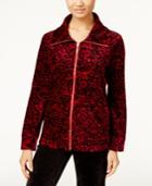 Karen Scott Printed Velour Jacket, Only At Macy's