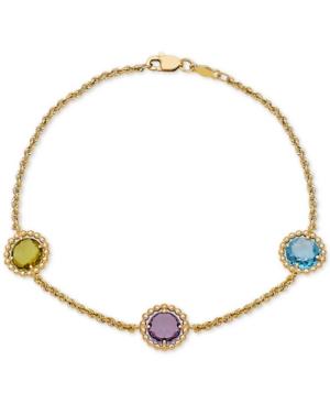 Multi-stone Rope Bracelet In 10k Gold