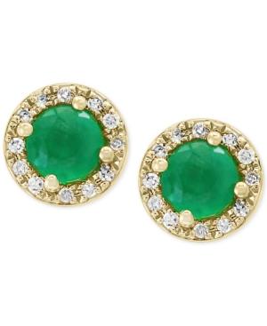 Final Call By Effy Emerald (1/2 Ct. T.w.) And Diamond Accent Stud Earrings In 14k Gold