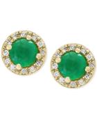 Final Call By Effy Emerald (1/2 Ct. T.w.) And Diamond Accent Stud Earrings In 14k Gold