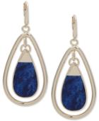 Dkny Gold-tone Blue Stone Orbital Drop Earrings, Created For Macy's