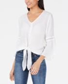 Bcx Juniors' Bell-sleeved Crochet-trimmed Top