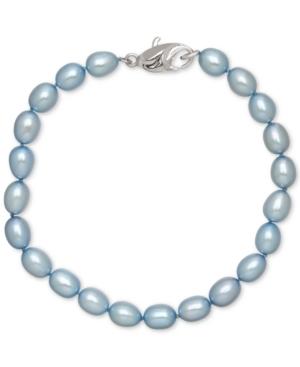 Honora Style Sky Blue Cultured Freshwater Pearl Bracelet In Sterling Silver (7-8mm)