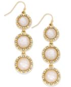 Inc International Concepts Gold-tone White Stone Triple-drop Linear Earrings, Only At Macy's