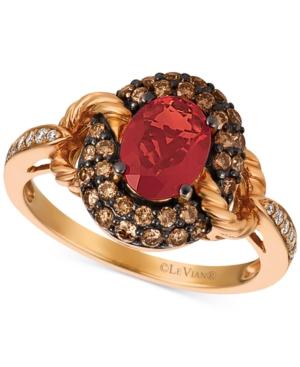 Le Vian Chocolatier Neon Tangerine Fire Opal (5/8 Ct. T.w.) And Diamond (1/2 Ct. T.w.) Ring In 14k Rose Gold