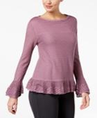 Style & Co Layered Ruffle-trim Knit Sweater In Petite & Regular Sizes, Created For Macy's