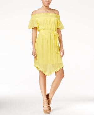 Bcx Juniors' Off-the-shoulder Handkerchief-hem Shift Dress