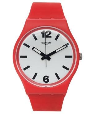 Swatch Unisex Swiss Red Pass Red Silicone Strap Watch 34mm Gr162