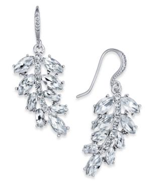 Charter Club Silver-tone Pave Leaf Drop Earrings, Created For Macy's