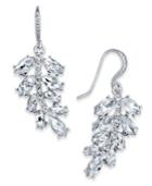 Charter Club Silver-tone Pave Leaf Drop Earrings, Created For Macy's