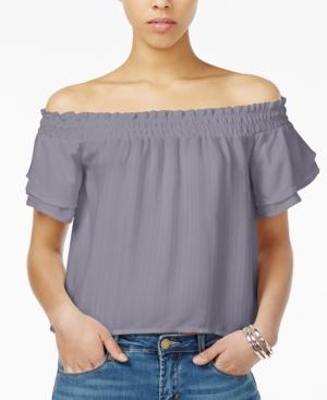Astr Cameron Printed Off-the-shoulder Top