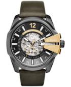 Diesel Men's Automatic Mega Chief Olive Leather Strap Watch 51x59mm Dz4379