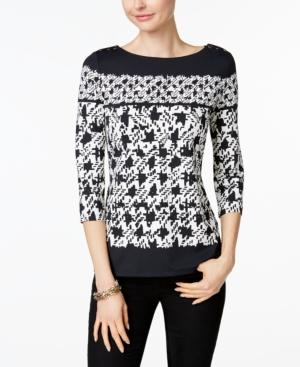 Charter Club Petite Houndstooth Top, Only At Macy's