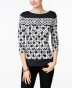 Charter Club Petite Houndstooth Top, Only At Macy's
