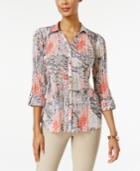 Jm Collection Printed Crinkled Shirt, Only At Macy's