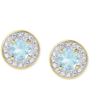 Blue Topaz (2 Ct. T.w.) & Diamond Accent Stud Earrings In Sterling Silver