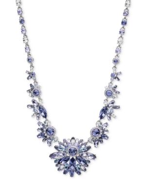 Givenchy Silver-tone Purple Crystal Starburst Collar Necklace