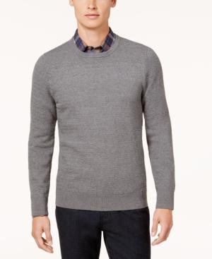 Ryan Seacrest Distinction Men's Modern-fit Heather Gray Herringbone Sweater, Created For Macy's