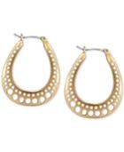 T Tahari Gold-tone Cutout Hoop Earrings