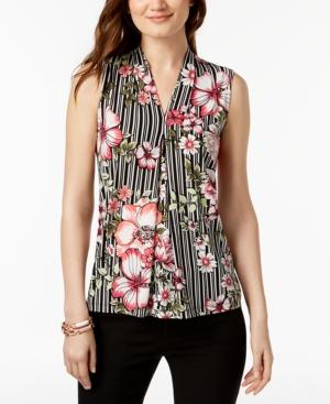 Nine West Printed Center-pleat Top