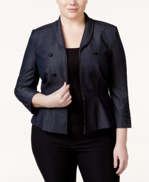 Tahari Asl Plus Size Denim Peplum Blazer