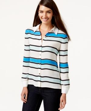 Vince Camuto Long-sleeve Striped-print Blouse