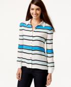 Vince Camuto Long-sleeve Striped-print Blouse