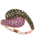 Effy Espresso Diamond (1 Ct. T.w.) And Pink Sapphire (1-1/5 Ct. T.w.) Ring In 14k Rose Gold