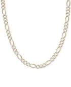 Men's Two-tone Figaro Link Chain 24 Necklace In Sterling Silver & 14k Gold-plate