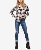 Sanctuary Embroidered Plaid Shirt