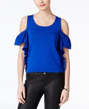 Xoxo Juniors' Cold-shoulder Ruffled Sweater