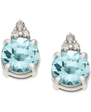 Aquamarine (1-5/8 Ct. T.w.) & Diamond Accent Stud Earrings In 14k White Gold