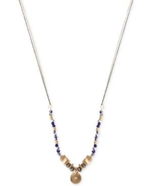 Kenneth Cole New York Two-tone Mixed Bead Circle Pendant Necklace