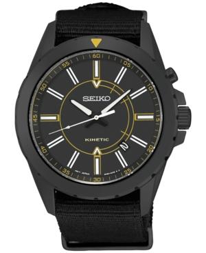 Seiko Men's Automatic Kinetic Recraft Series Black Nylon Strap Watch 42mm Ska705