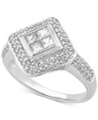 Diamond Geometric Halo Ring (3/4 Ct. T.w.) In 14k White Gold