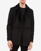 Calvin Klein Men's Double-breasted Jacket With Faux-fur Trim