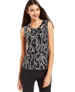 Nine West Sleeveless Cutout Chain-print Top