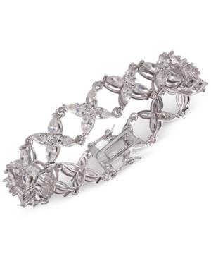 Nina Silver-tone Crystal Flower Link Bracelet