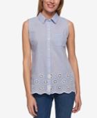 Tommy Hilfiger Cotton Sleeveless Embroidered Shirt, Only At Macy's