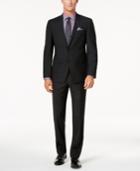 Tallia Men's Slim-fit Black Mini-grid Peak-lapel Wool Suit