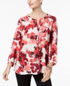 Jm Collection Printed Pleated-back Top, Created For Macy's