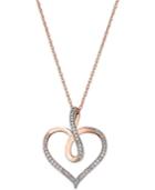 Diamond Infinity Heart Pendant Necklace (1/5 Ct. T.w.) In 14k Rose Gold-plated Sterling Silver