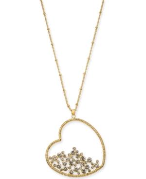 Thalia Sodi Gold-tone Pave Heart Pendant Necklace, 33 + 3 Extender, Created For Macy's