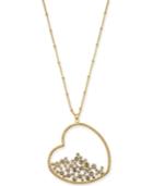 Thalia Sodi Gold-tone Pave Heart Pendant Necklace, 33 + 3 Extender, Created For Macy's