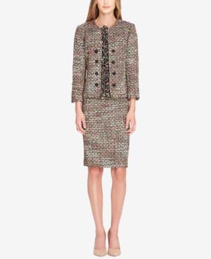 Tahari Asl Boucle Fringe Skirt Suit